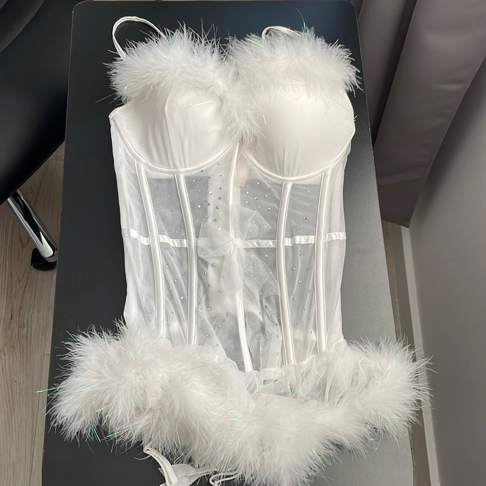 Victoria's Secret RARE NWT Bling and Feather Corset Sz 34D